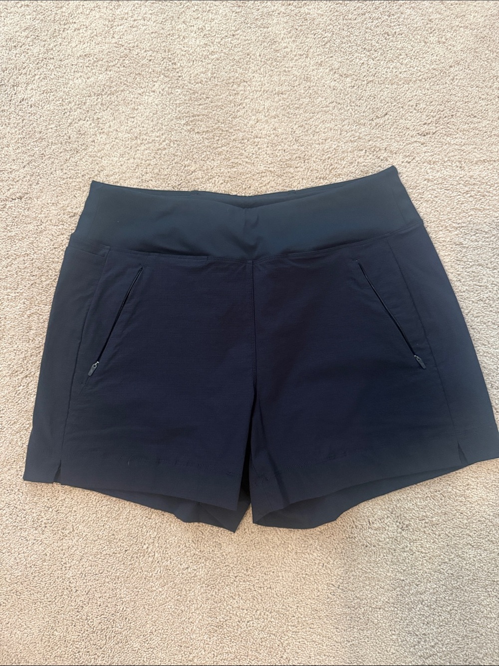 CRZ YOGA Navy Athletic Zip-Pocket Shorts